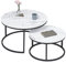 GrandCA HOME 2er Set Runder Couchtisch Beistelltisch (Marmorimitat) für das Wohnzimmer, Große Größe: 80x80x45cm; Kleine Größe: 60 x 60 x 35 cm,Schwarz