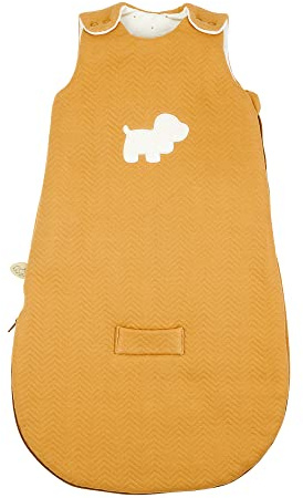 Nattou Baby-Schlafsack für den Sommer, Hund Charlie, 70 cm, Vegan, Jacquard (Außen), Baumwolle/Polyester, Karamell
