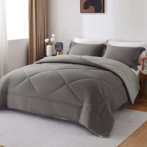 beeweed King Size Duvet, 10.5 Tog Down Alternative Comforter Set with 2 Shams, Reversible Coverless Duvet Microfiber Soft Warm Bed Quilt for All Seasons, Machine Washable, 230x220cm