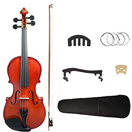 Akustisches Geigen-Set In Natürlicher Farbe Mit Geigenbogen, Geigenstimmer, Geigensteg, Geigendämpfer Und Etui, Geigensaiten Erwachsene Violine (Color : 1/4)