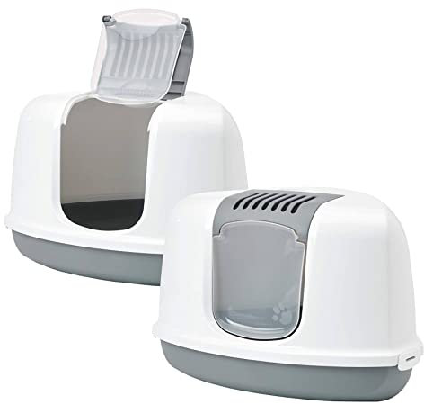 2er Sparpack Katzentoilette Eck-Toilette Nestor Corner Weiss-grau