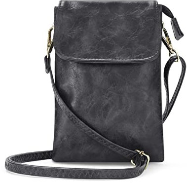 Woodland Leathers Phone Bag, Crossbody Bags For Women Vegan Leather Cell Phone Purse Wallet Small Shoulder Bag - Fit All Phones phone bags for women crossbody with Anti theft zipper pocket (Black)
