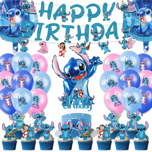 Kinder Geburtstag Deko, 35 PCS Geburtstagsdeko, Party Deko mit Banner, Cake Topper, Luftballon, Foil Balloons für Kinder Geeignet liefert