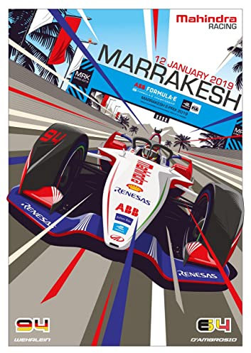 Grand Prix Formula One marrakesh 2019 Poster A4 - Filmkunstposter in verschiedenen Größen für Wohn- oder Schlafzimmerideen. Randlose Kultfilmbilder, klassische ikonische 70er, 80er, 90er Jahre, Vinta