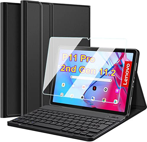 Nanhent Clavier Coque pour Lenovo Tab P11 Pro 2nd Gen 11.2 Pouces 2022 TB132FU, AZERTY Français Amovible Bluetooth sans Fil Clavier Étui Housse avec Protection écran (P11 Pro 2ème Génération 11.2)