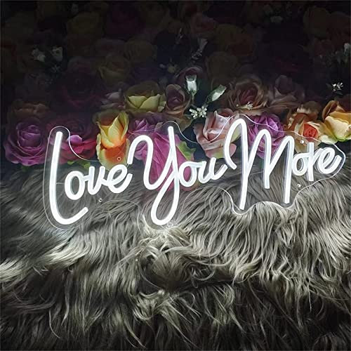 XCC Love You More Neon Sign Led Modeling Light Luminous Letters Signboard Acrylic Panel Neon Decorative Light, 40X23cm