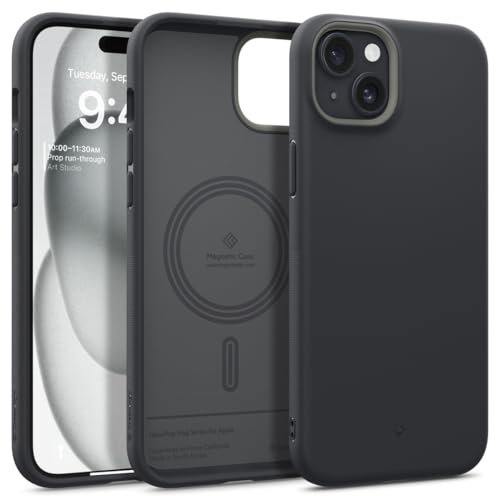 Caseology Nano Pop Mag Compatible with iPhone 15 Plus Case [Magnetic] [Military Grade Drop Protection] with Side Grip Patterns iPhone 15 Plus Case - Black Sesame