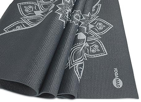 Mad Yoga Mat with Alignment, Mandala Design, Premium Non Slip Eco Friendly Material, 4mm Thick, Ultra Lightweight for Pilates, Stretching, Home Workouts and General Fitness