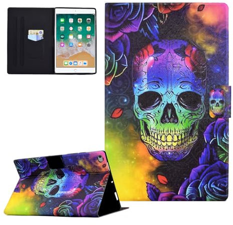 CASAFUNY Custodia per iPad 9.7 2018 6a Generazione/2017 iPad 5a Generazione,iPad Air 2 / iPad Air 1 Custodia Protettiva Magnetica Cover con TPU Copertura, Cranio di illusione