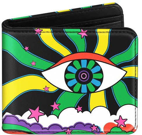 Miss Adola Wallet for Boys Mens Leather RFID Wallet with Zip Pocket, Bi-fold Wallet Cute Kawaii Cartoon Cool Credit Card Holder Minimalist Slim Coin Purse for Teens Girls Kids, Green Eye