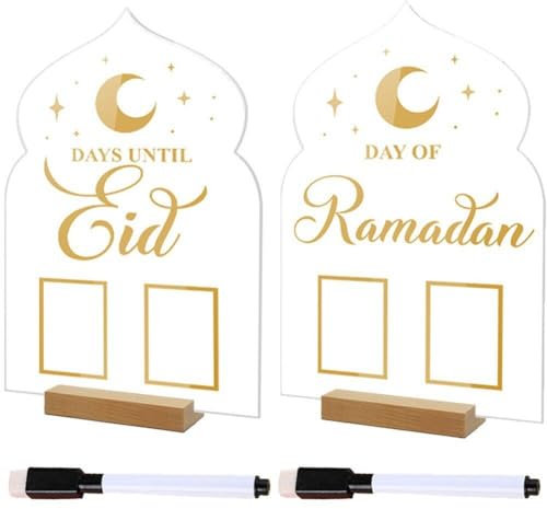 Wiederverwendbares Acryl Ramadan Adventskalender Board Ramadan Desk Kalender Holz Basis Basishandwerk DIY Tisch Ornament Dekoration Für Zuhause