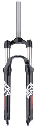 Fourche À Suspension De Vélo 26 Pouces Tube Droit 1-1/8 Ressort Mécanique VTT Fourches Avant 9mm QR 100mm Ouvert Convient Course 105mm Frein À Disque(Black Red)