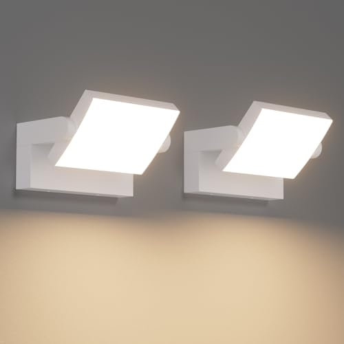 Klighten 2 Pezzi 24W Applique da Parete LED Esterno Interno IP65, Luci da Parete Regolabile Lampade da Parete Moderno in Alluminio per Ingresso Balconi, 1500 Lumen, Bianco, Bianco Caldo 3000K