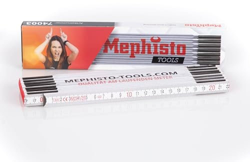 Mephisto Scala a maglie / metro / metro / strumento di misurazione in legno/scala metrica/lunghezza 3 metri/doppia scala/elastico e stabile/15 maglie/classe di precisione III/colore bianco, set da 5