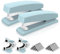 Deli Heftgerät, Schreibtischhefter, 2er-Pack, Bürohefter, 25 Blatt Kapazität, inklusive 2000 Heftklammern und 2 Heftklammerentferner, 2 Stück, Blau