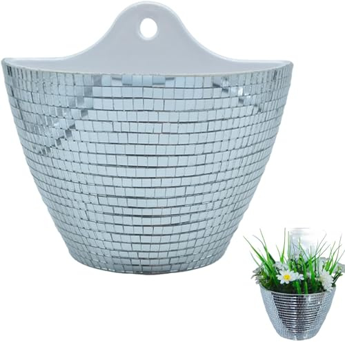 Rurunklee Disco Planter, Disco Wall Planter - Mirror Disco Wall Planter | Disco Hanging Planter, Disco Ball Vase Mirror, Boho Flower Pots for Indoor and Outdoor
