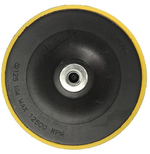 MiJunHD M14 Thread Hook and Loop Backing Pad, 5inch/125mm Self-adhesive Sanding Disc Backing Pad Angle Grinder Polisher Backer Plate for Polishing Sanding Buffing (1 Piece)