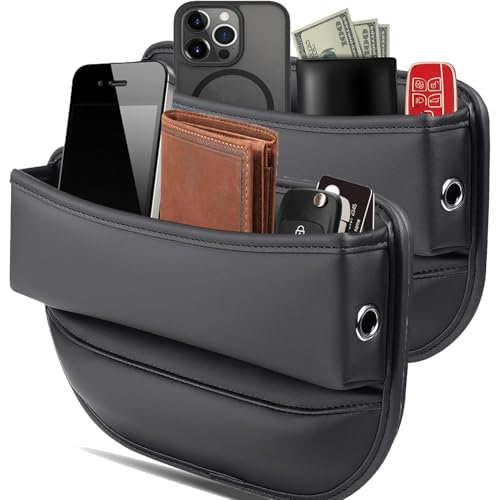 VILCEN 2 Stück Autositz Lückefüller Organizer, Aufbewahrungsbox FüR Autositze Auto Seiten Taschen Organizer, Autositz Konsole Seitentaschen Autositz LüCkenfüLler Organizer