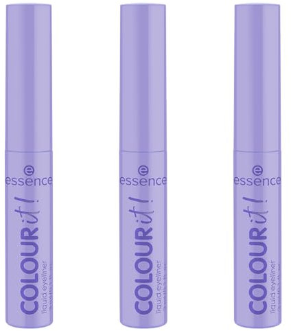 essence COLOUR it! liquid eyeliner, Nr. 03, Violett, langanhaltend, hochpigmentiert, schnelltrocknend, farbintensiv, vegan, ohne Mikroplastikpartikel, Nanopartikel frei, ohne Parfüm, 3er Pack (3x3ml)