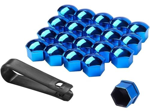 HXCVKXHI 20 Pieces Car Wheel Nut Bolt Caps Covers for Audi A6 Allroad C8 2019-2024, Car Wheel Auto Hub Screw Protection Anti‑Theft Cover Cap with Removal Tool Set, D/Blue- C/21mm