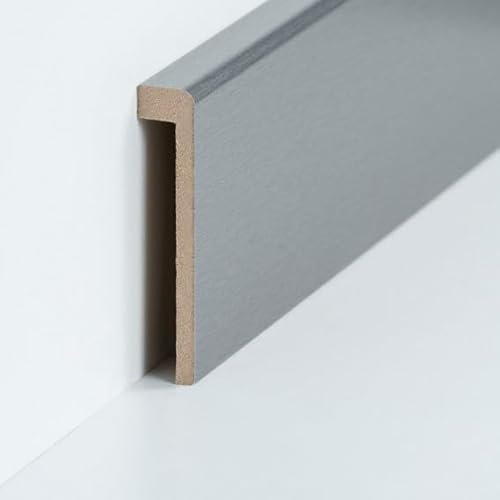 Fliesenabdeckleiste Bis 85 mm Höhe 19 x 96 x 2500 mm MDF-Kern foliert Silber zum Kleben, Schrauben & Nageln Abdeckleiste für Fliesensockel by PROVISTON 62.5 Meter | 25 Stück