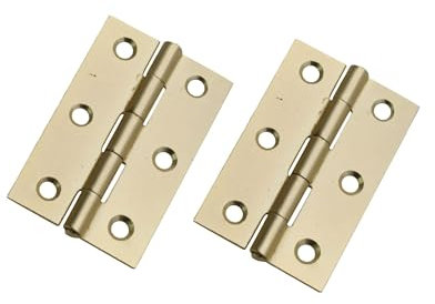 Infinity Decor Pair of 3 Inch (75mm) Steel Butt Hinges – Cupboard Cabinet Wooden Door Hinges for Internal & External Use (Satin Brass)