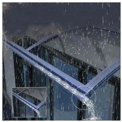 Tenda da sole in policarbonato con drenaggio, in metallo, per finestre, grande lavandino, 100 x 400 cm