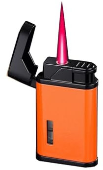 Feuerzeuge Lang, Feuerzeug, Winddichte Feuerzeuge, Nachfüllbare Feuerzeuge, Jet-Flame-Feuerzeug, Fackelfeuerzeuge, Kerzenfeuerzeug, Camping-Feuerzeug(Brown)