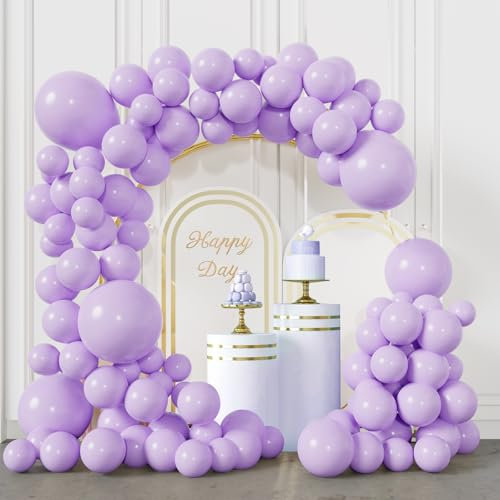 BIQIQI Luftballon Lila, 113 Stück Macaron Lila BallonGirlande von 18 12 10 5 Zoll Luftballons, Macaron Ballons für Geburtstage, Babypartys, Gender Reveal, Hochzeitsfeierdekoration