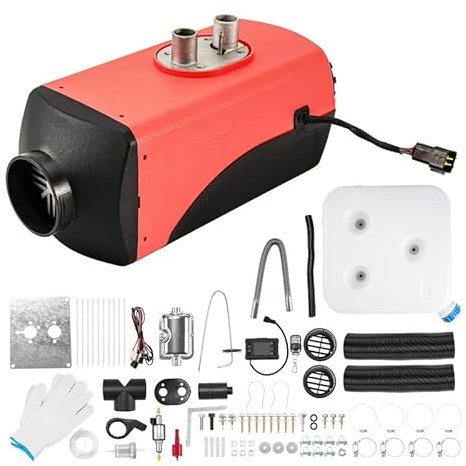 HALOYWB Riscaldatore da parcheggio a gasolio 5KW 24V Riscaldatore Notturno a gasolio con Interruttore LCD per Camion, Barca, rimorchio, Auto da Turismo, Camper, Camper (Nero + Rosso)