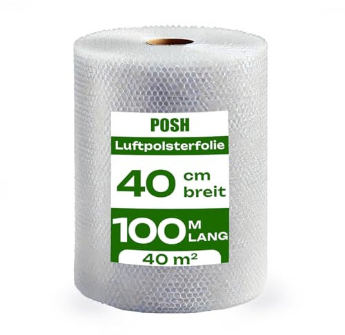 Luftpolsterfolie 100 m x 40 cm Breite Luftpolsterfolie ideal für Verpackung, Versand und Schutz, Füllmaterial (1)