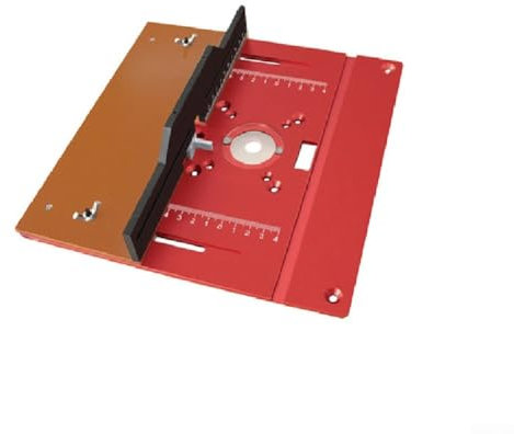 HpLive Mesa plegable de aleación de aluminio, placa perforada para fresadora, sierra circular de mesa, panel rojo, 245 x 240 mm, con escala CNC grabada, minisierra circular de mesa (plato rojo, 2