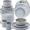 SÄNGER Leeds Sterling | Kombiservice 30 teilig, Steingut Geschirr 6 Personen, 6x Speiseteller 6x Dessertteller 6x Schalen 6x Pastateller 6x Kaffeebecher, Teller Set grau | VALUE COLLECTION