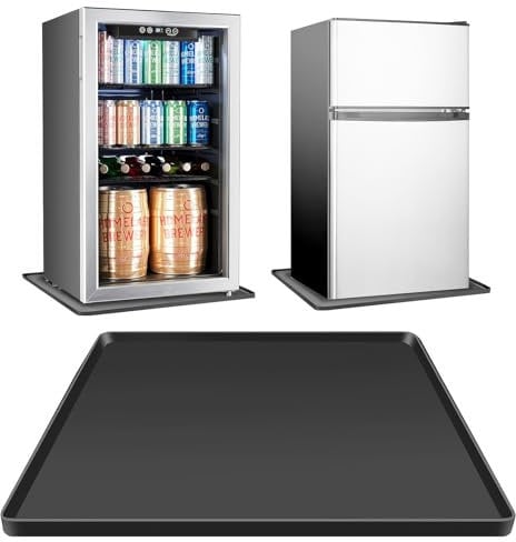 Fridge Silicone Mat, 60 x 60cmUnder Refrigerator Mat with 0.8Inch Raised Edge, Refrigerator Mats,Refrigerator Floor Protector for Refrigerators, Washing Machines, Wine Cabinets, Prevent Water Leaks-1
