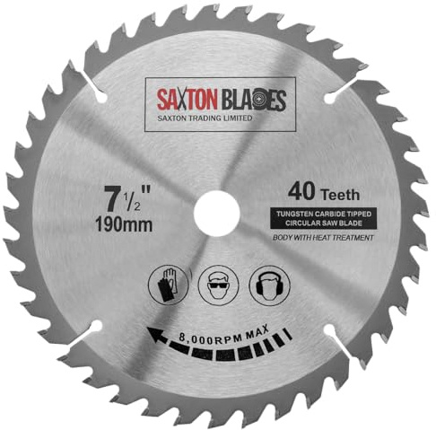 Saxton TCT19040T20B TCT Circular Wood Saw Blade 190mm x 20mm Bore x 40T fits Bosch Makita Dewalt Fits