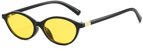LJCZKA Gafas de Sol Ovaladas Retro para Mujer, Pequeñas Y2K Ovaladas Ojo de Gato Gafas de Sol Vintage Años 90 Moda Estrecho Marco Protección UV400