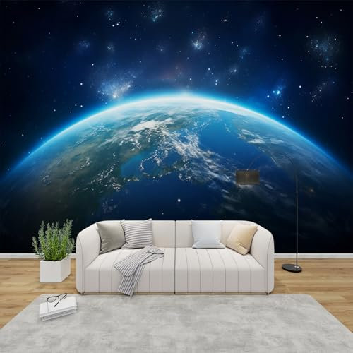 PaxGloz Fototapete Erde Tapete Weltall Planeten Tapeten Vliestapete Modern Wandtapete Wohnzimmer Schlafzimmer Kinderzimmer Wanddeko Motivtapeten 150 x 105 cm (B x H)