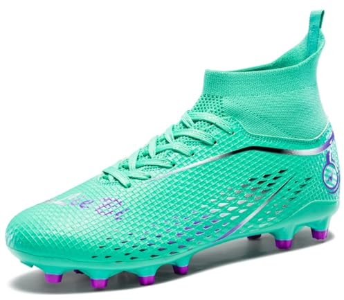 Chaussures de Football pour Hommes High Top Spikes Chaussures de Football d'entraînement extérieur pour Jeunes Chaussures de Sport athlétiques Professionnelles Turf Trainers