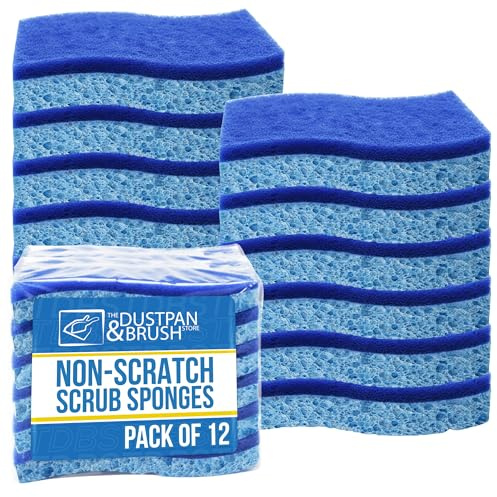 Dishwashing Sponge Scourers - Dual-Sided Cleaning Kitchen Sponge & Non Scratch Scourers - Sponges Washing Up For Dishwashing, Kitchen, Sink, Bathroom (PACK OF 12)