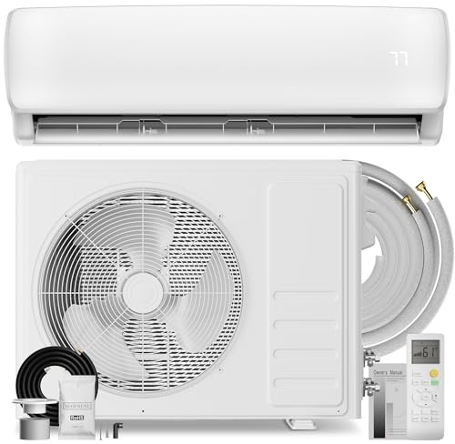 MEPTY 18000BTU Mini Split AC/Heating System, 19 SEER2 Energy Efficient Mini Split Air Conditioner with Heat Pump, Cools Up to 1250sq.ft, Ductless Inverter AC Unit with Pre-Charged Condenser