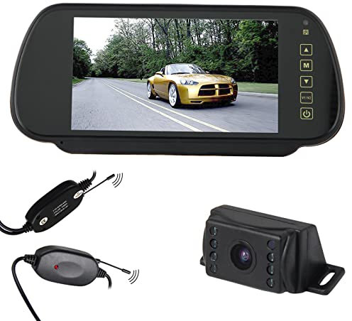 Pathson 7 Pouces TFT Moniteur Rétroviseur De Voiture +Caméra De Recul 7 IR Lampes sans Fils