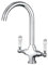 Funime Traditional Kitchen Sink Mixer Tap with Ceramic Dual Lever, Monobloc Kitchen Tap 1 Hole Elegant Brass Chrome Swivel Mono Sink Faucet with Flexible Hoses, Deck Mounted
