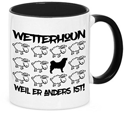 siviwonder Tasse Black Sheep - WETTERHOUN Friesischer Wasserhund - Hunde Fun Schaf für Kaffeetrinker Hundebesitzer Büro lustige Tasse Becher für Hunde Fans Geschenkidee für Freunde Familie