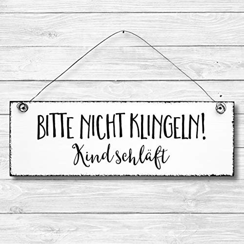 Bitte nicht klingeln Kind schläft - Dekoschild Türschild Wandschild aus Holz 10x30cm - Holzdeko Holzbild Deko Schild