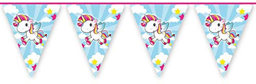 NET TOYS Einhorn Wimpelkette | Länge 10 Meter | Zauberhafte Party-Deko Partygirlande Unicorn | Perfekt geeignet für Kindergeburtstag & Kinderfest