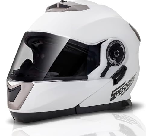 Speedway-Motorradhelm – Osma – modularer Helm, ideal für Männer und Frauen. Unser Integral-Motorradhelm ist ideal für die Stadt, ECE- und DOT-zugelassene Motorradhelme - Weiß