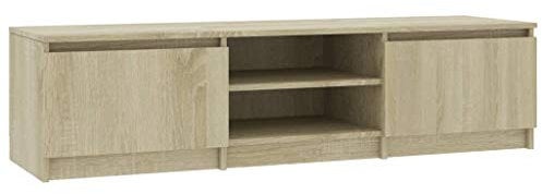 vidaXL TV Schrank mit 2 Schubladen 2 Fächern Lowboard Fernsehtisch Fernsehschrank TV Möbel Sideboard Sonoma-Eiche 140x40x35,5cm Holzwerkstoff