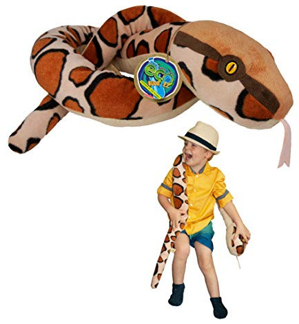 EcoBuddiez Sssnakes - Python Birman de Deluxebase. Serpent en Peluche de 140 cm. Grosse Peluche Douce fabriquée en Bouteilles en Plastique recyclées. Cadeau écologique Parfait pour Les Enfants.