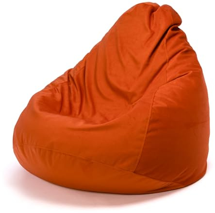 Ecopuf Fuzzy - Sitzsack Pouf Sessel Sack aus Mikrofaser - Hocker zum Sitzen - Puff Sessel Relax - Pouf Sack mit Polystyrolkugelpolsterung - Wohnungseinrichtung - 80x110 cm - Orange A44