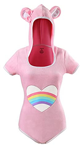 LittleForBig Coton Body Onesie pyjamas Bodysuit –Ours en peluche Onesie Rose XS